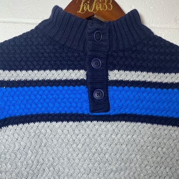 Gymboree Gray Blue Navy 1/4 button Sweater - Picture 2 of 7